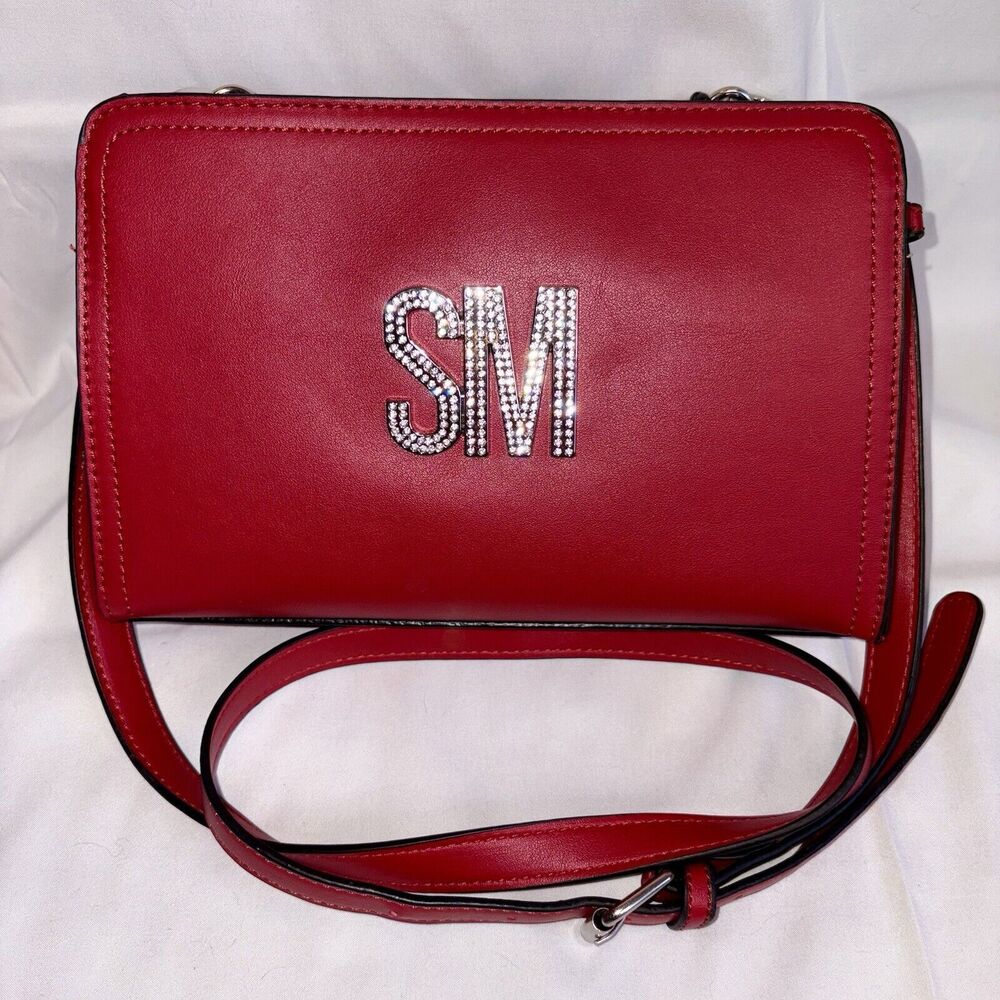STEVE MADDEN BTilt 2 Crossbody Handbag Purse Red w/ Rhinestone SM Logo NWT